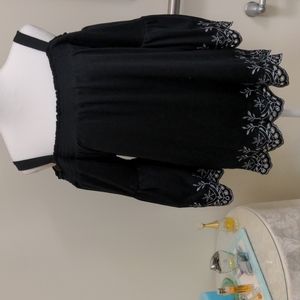 Anne Frank size small off shoulder knit top with beautiful eyelet detail, EUC